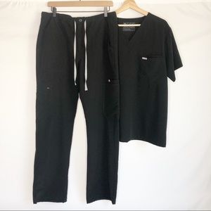 Figs Scrub Set Leon Top Cairo Cargo Pants Black M